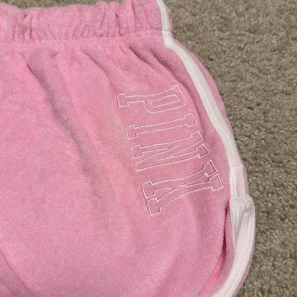 Pink Victorias Secret Varsity Beach Terry Shorts Sz M Preppy Beachy Sorority - Picture 4 of 6